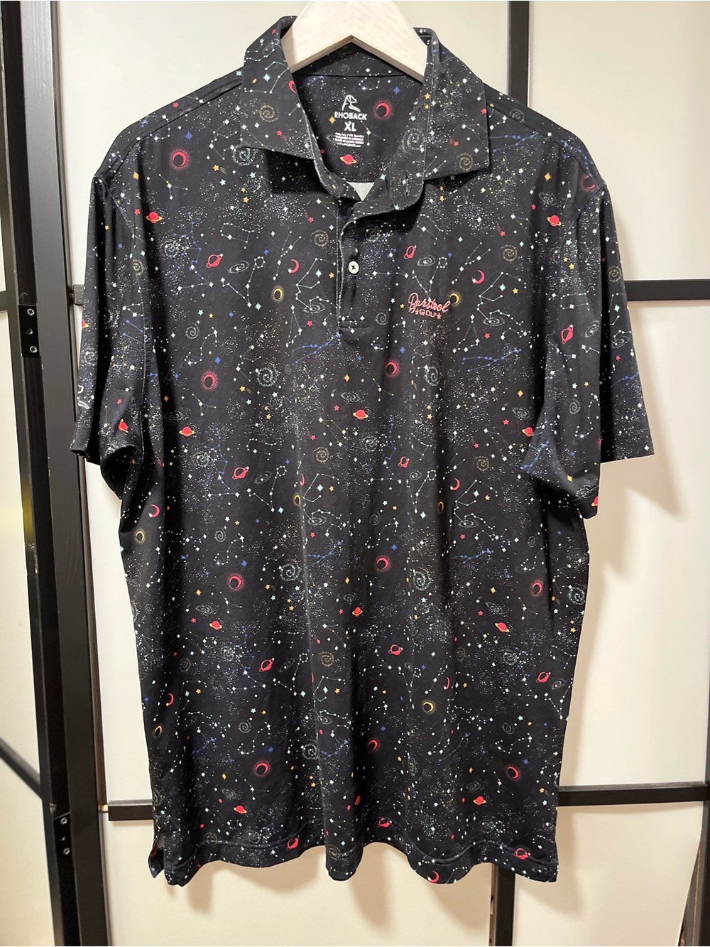Rhoback x Barstool Golf The Space Shirt Galaxy Polo XL Black Constellation